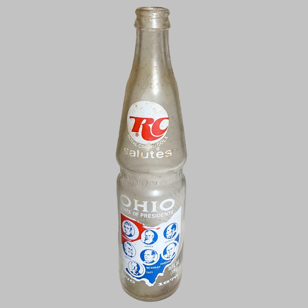 Vintage RC Royal Crown Cola Bottle Salutes Ohio State Of Presidents
